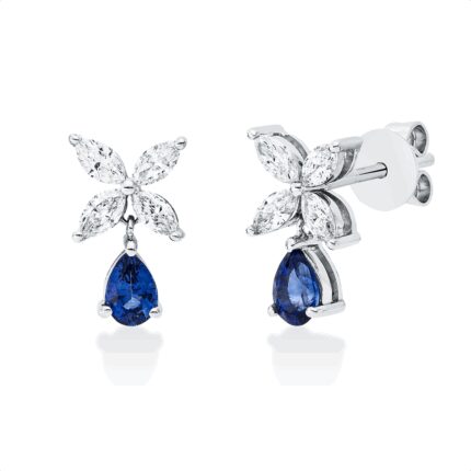 Ohrstecker Weißgold 18kt 0,35 Diamantschmuck Farbstein 0,45 ct - 2U964