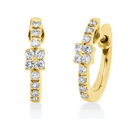 Creolen Gelbgold 18kt 0,20 Diamantschmuck mit 22 Diamanten - 2V028