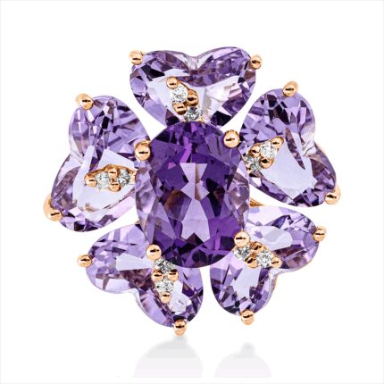 Anhänger Rosegold 18kt 0,09 Diamantschmuck Farbstein 7,4 ct - 3H619