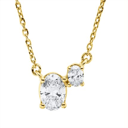 Collier Gelbgold 18kt 0,37 Diamantschmuck mit 2 Diamanten - 4O383