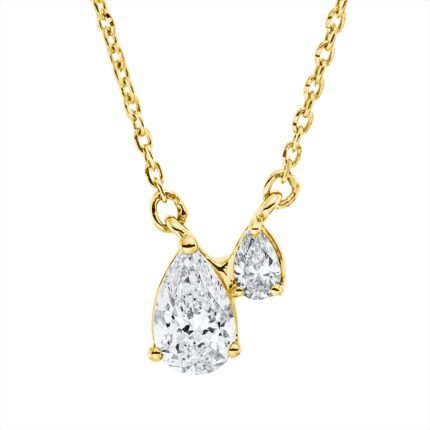 Collier Gelbgold 18kt 0,37 Diamantschmuck mit 2 Diamanten - 4O385