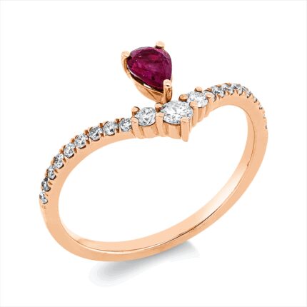 Farbstein Rosegold 18kt 0,26 Diamantringe Farbstein 0,36 ct - 1CY82
