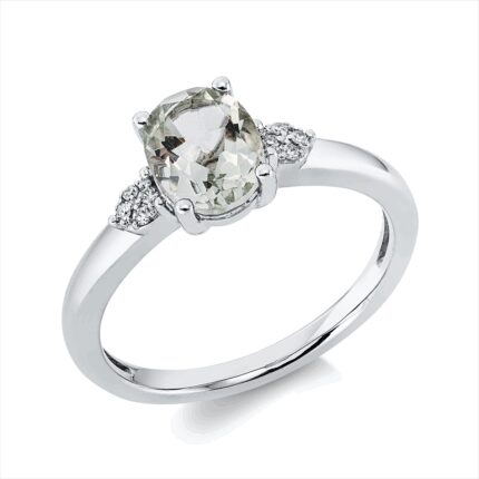 Farbstein 4er-Krappe Weißgold 18kt 0,03 Diamantringe Farbstein 1,13 ct - 1DI18