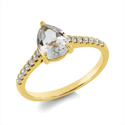 Farbstein 3er-Krappe Gelbgold 18kt 0,15 Diamantringe Farbstein 1,06 ct - 1GX49