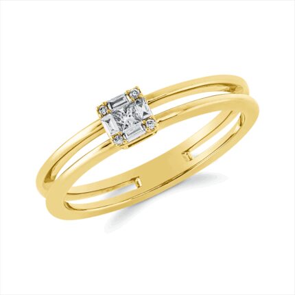 Baguette Gelbgold 18kt 0,10 Diamantringe mit 9 Diamanten - 1HC16