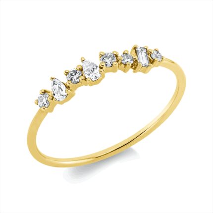 Baguette Gelbgold 18kt 0,20 Diamantringe mit 8 Diamanten - 1HF56