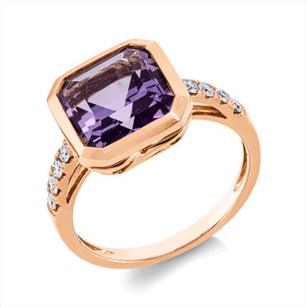 Farbstein Zarge Rosegold 18kt 0,19 Diamantringe Farbstein 3,4 ct - 1HH17