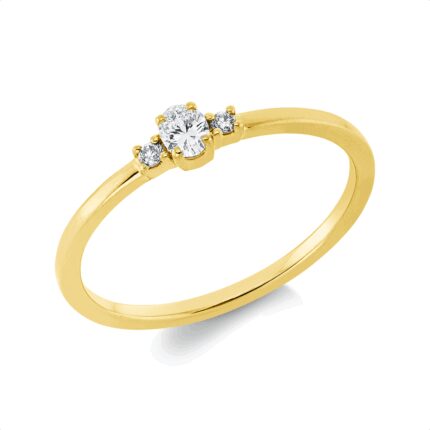 Solitaeire 4er-Krappe Gelbgold 18kt 0,13 Diamantringe mit 3 Diamanten - 1HM99