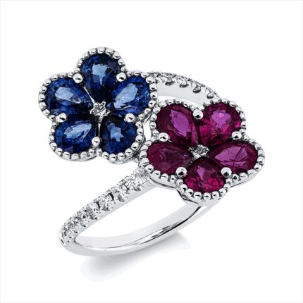 Farbstein Weißgold 18kt 0,27 Diamantringe Farbstein 2,62 ct - 1HS36