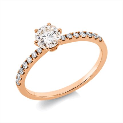 Solitaeire Rosegold 18kt 0,65 Diamantringe mit 15 Diamanten - 1HT08