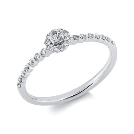 Solitaeire Weißgold 18kt 0,23 Diamantringe mit 25 Diamanten - 1HT09