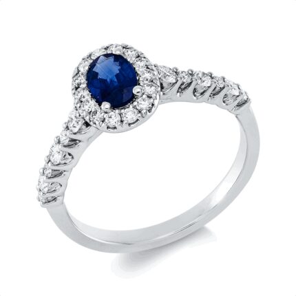 Farbstein 4er-Krappe Weißgold 18kt 0,41 Diamantringe Farbstein 0,54 ct - 1HT45