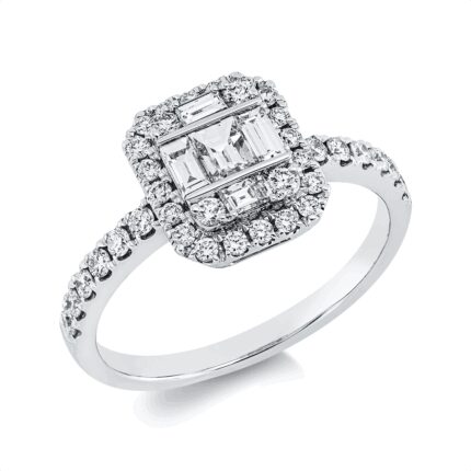 Baguette Weißgold 18kt 0,73 Diamantringe mit 41 Diamanten - 1HT55