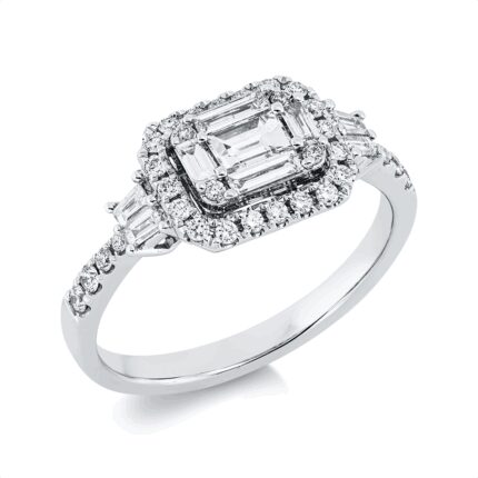 Baguette Weißgold 18kt 0,65 Diamantringe mit 41 Diamanten - 1HT56