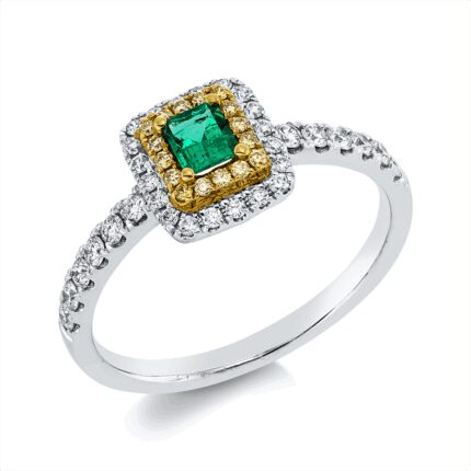 Farbstein Weißgold / Gelbgold 18kt 0,35 Diamantringe Farbstein 0,16 ct - 1HT71