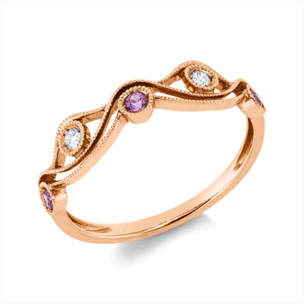 Farbstein Rosegold 18kt 0,04 Diamantringe Farbstein 0,09 ct - 1HU64