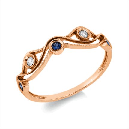Farbstein Rosegold 18kt 0,04 Diamantringe Farbstein 0,09 ct - 1HU67