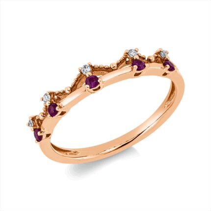 Farbstein Rosegold 18kt 0,04 Diamantringe Farbstein 0,11 ct - 1HU83