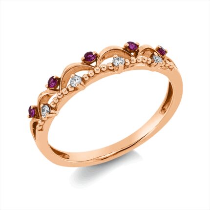 Farbstein Rosegold 18kt 0,04 Diamantringe Farbstein 0,08 ct - 1HU87