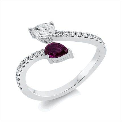 Farbstein Weißgold 18kt 0,44 Diamantringe Farbstein 0,3 ct - 1HU93