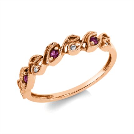 Farbstein Rosegold 18kt 0,03 Diamantringe Farbstein 0,05 ct - 1HV26
