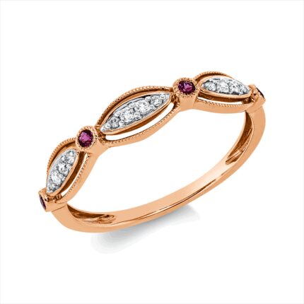 Farbstein Rosegold 18kt 0,07 Diamantringe Farbstein 0,06 ct - 1HV39