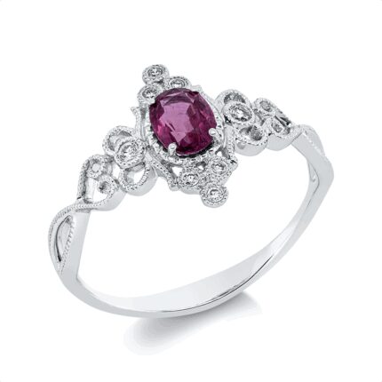 Farbstein Weißgold 18kt 0,05 Diamantringe Farbstein 0,42 ct - 1HX29