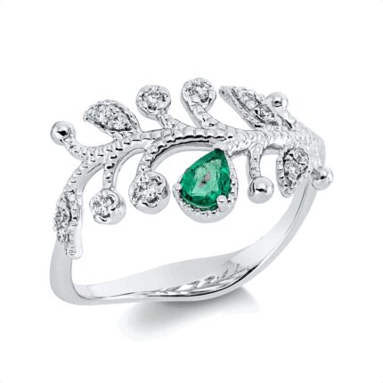 Farbstein Weißgold 18kt 0,10 Diamantringe Farbstein 0,14 ct - 1HX36