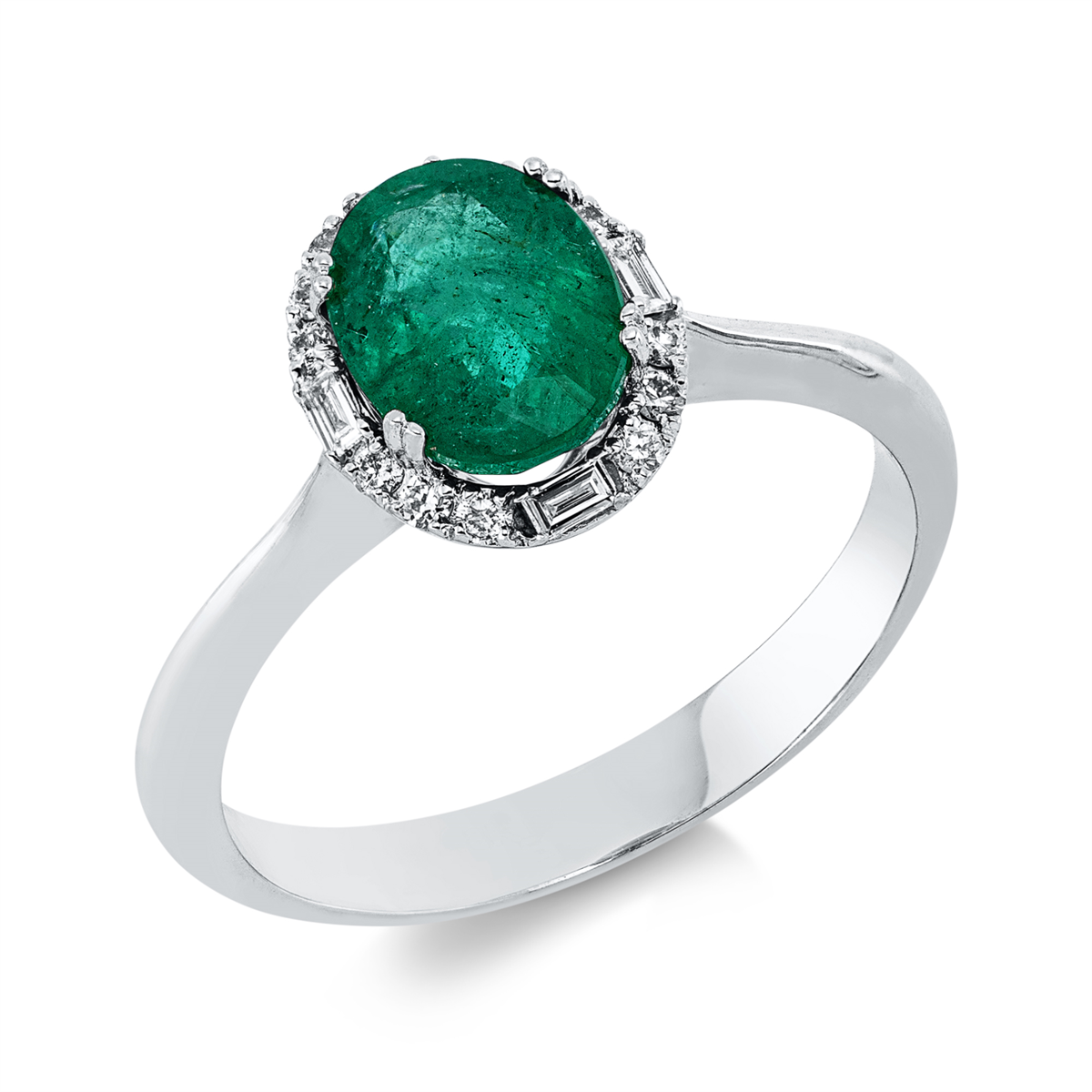 1HX99W Farbstein 4er-Krappe Weißgold 18kt 0,14 Diamantringe Farbstein 1,32 ct - 1HX99 – Bild 1