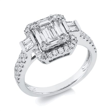 Baguette Weißgold 18kt 1,02 Diamantringe mit 62 Diamanten - 1HY61