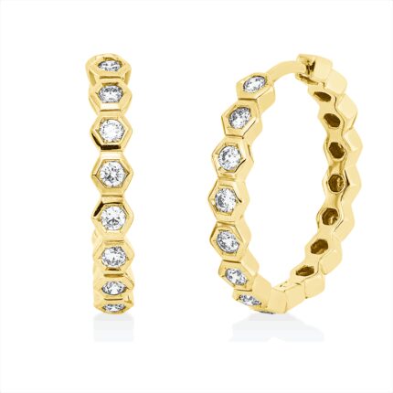 Creolen Zarge Gelbgold 18kt 0,33 Diamantschmuck mit 16 Diamanten - 2V064