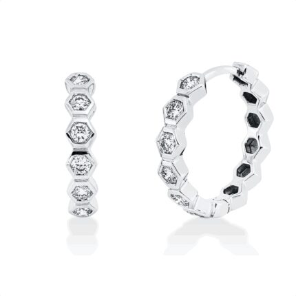 Creolen Zarge Weißgold 18kt 0,60 Diamantschmuck mit 12 Diamanten - 2V066