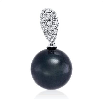 Anhänger Weißgold 18kt 0,21 Diamantschmuck mit 17 Diamanten Tahiti 10,5 mm - 3G006