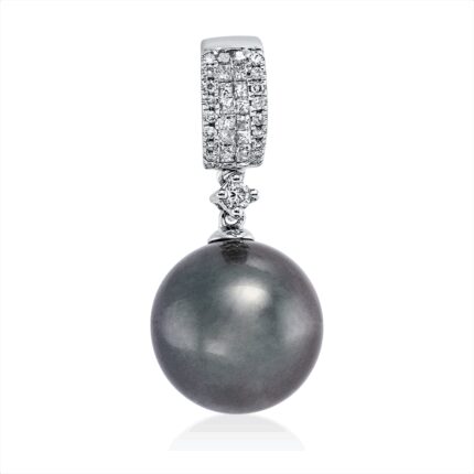 Anhänger Weißgold 18kt 0,20 Diamantschmuck mit 35 Diamanten Tahiti 11,5 mm - 3G024