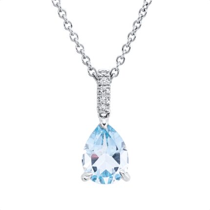 Collier Weißgold 18kt 0,03 Diamantschmuck Farbstein 1,29 ct - 4N849