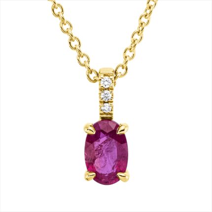 Collier 4er-Krappe Gelbgold 18kt 0,02 Diamantschmuck Farbstein 0,54 ct - 4N867