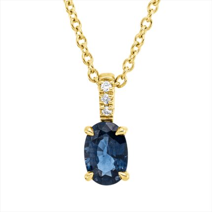 Collier 4er-Krappe Gelbgold 18kt 0,02 Diamantschmuck Farbstein 0,46 ct - 4N868