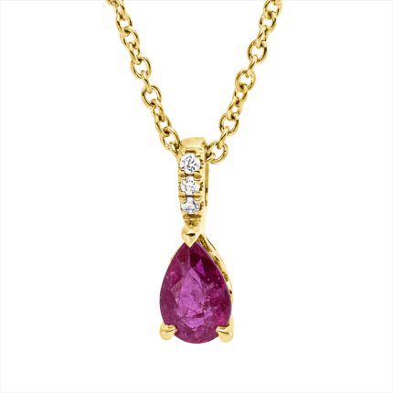 Collier Gelbgold 18kt 0,01 Diamantschmuck Farbstein 0,55 ct - 4N869