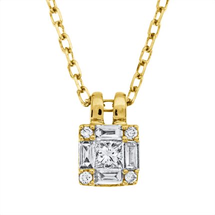 Collier Gelbgold 18kt 0,19 Diamantschmuck mit 9 Diamanten - 4O052