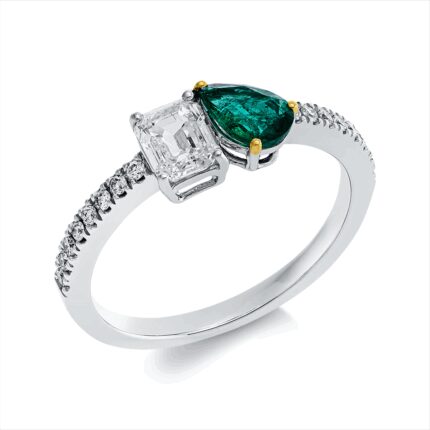 Farbstein Weißgold / Gelbgold 18kt 0,66 Diamantringe Farbstein 0,36 ct - 1HO87