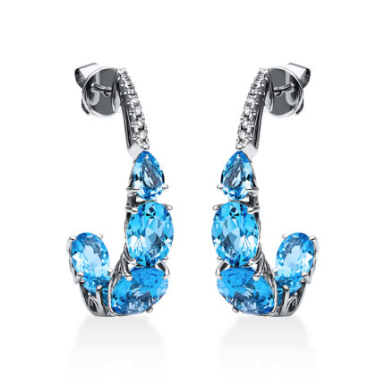 Ohrstecker Weißgold 18kt 0,15 Diamantschmuck Farbstein 14,1 ct - 2G322