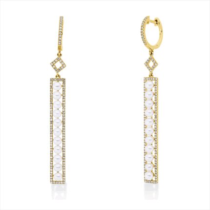 Ohrschmuck Gelbgold 18kt 0,55 Diamantschmuck mit 232 Diamanten Süßwasserperle 3 mm - 2U928