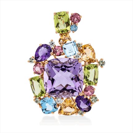 Anhänger Rosegold 18kt 0,12 Diamantschmuck Farbstein 18,31 ct - 3I136