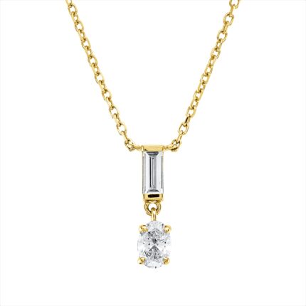 Collier Gelbgold 18kt 0,33 Diamantschmuck mit 2 Diamanten - 4O379
