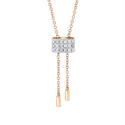 Collier Rosegold / Weißgold 18kt 0,14 Diamantschmuck mit 18 Diamanten - 4O867