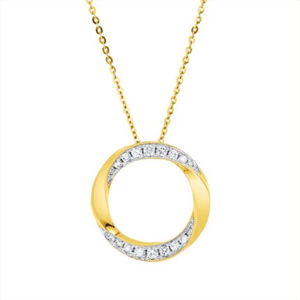 Collier Gelbgold / Weißgold 18kt 0,51 Diamantschmuck mit 22 Diamanten - 4O868
