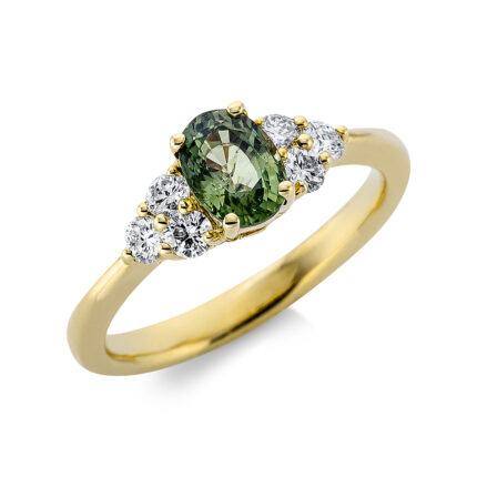 Farbstein 4er-Krappe Gelbgold 18kt 0,36 Diamantringe Farbstein 1,08 ct - 1DK23