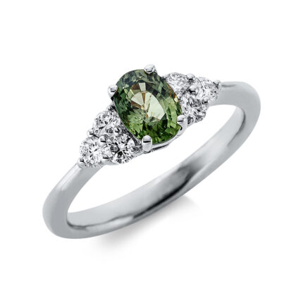 Farbstein 4er-Krappe Weißgold 18kt 0,36 Diamantringe Farbstein 0,75 ct - 1DK23