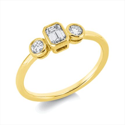 Solitaeire Gelbgold 18kt 0,45 Diamantringe mit 3 Diamanten - 1IB91