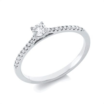 Solitaeire 4er-Krappe Weißgold 18kt 0,24 Diamantringe mit 19 Diamanten - 1IC85